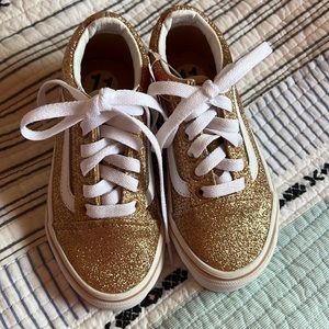 Vans girls Gold Glitter Sneakers 11 New